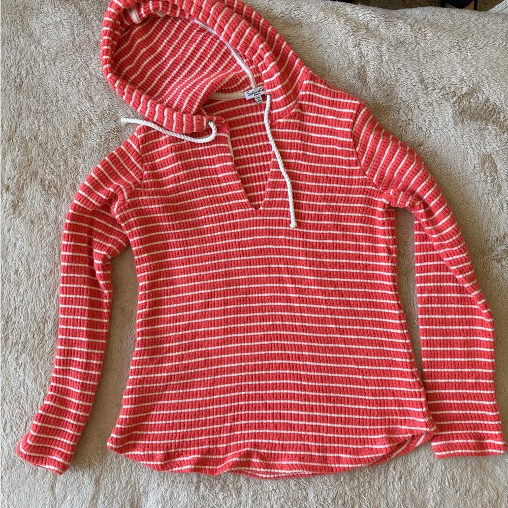 Orange and White Striped Hoodie